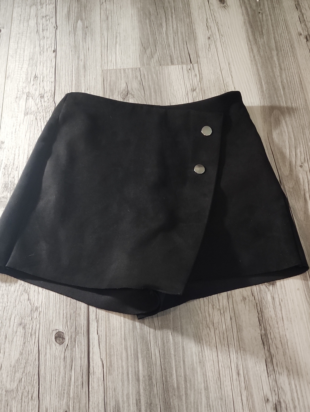 Black Women's Wrap Skort with Button Detail